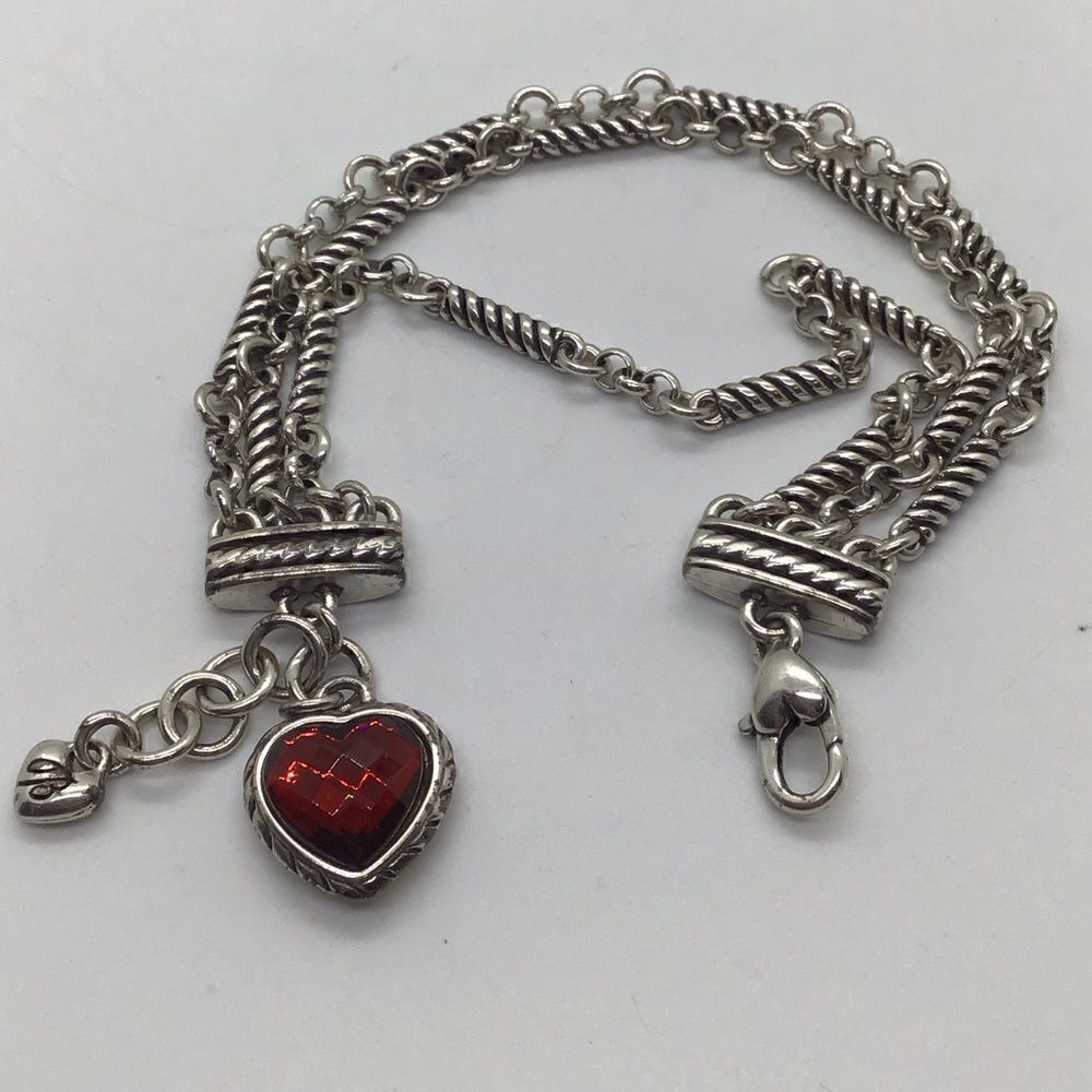 Brighton Newport Red Heart Triple Strand Bracelet